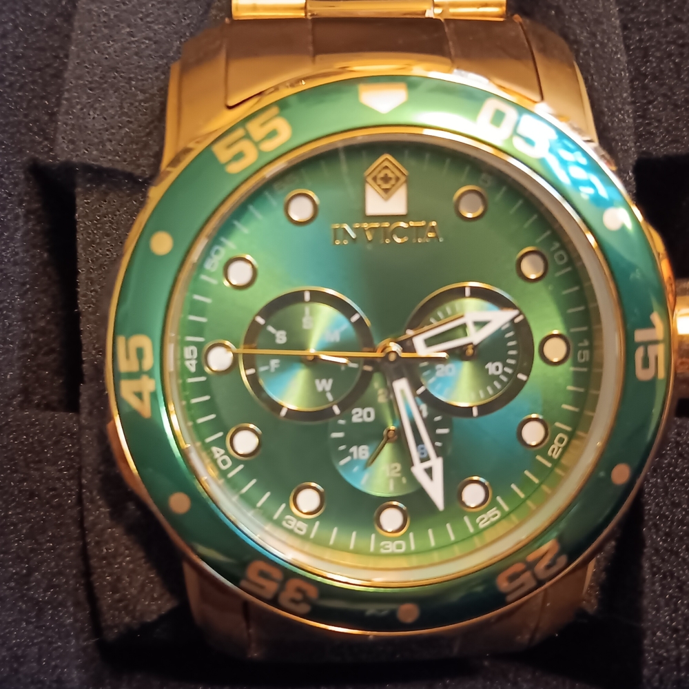 Invicta Emerald Dial Gold Watch